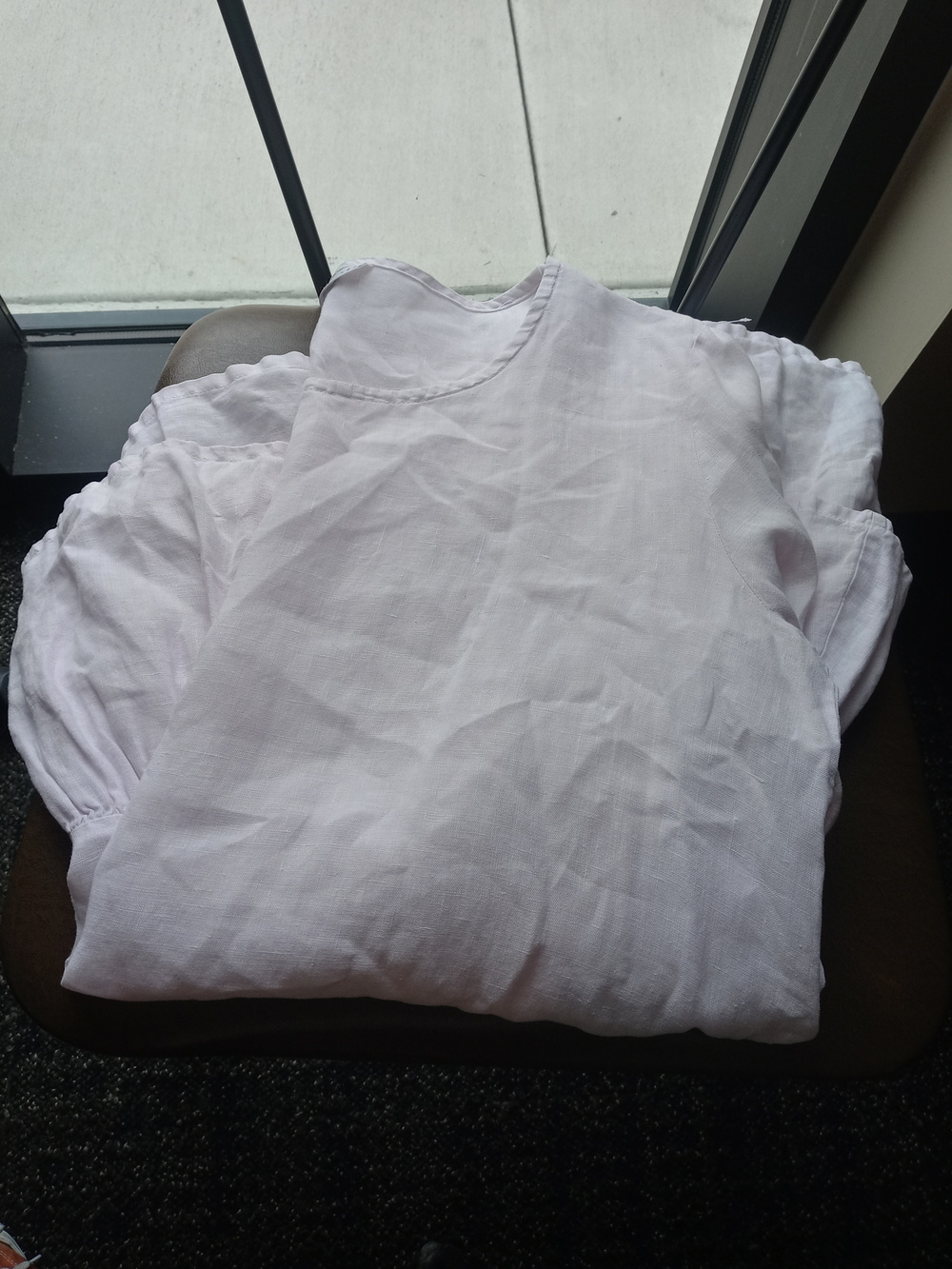 BRYN WALKER 100% linen asymmetrical ruffle hem Franci tunic shirt (S)